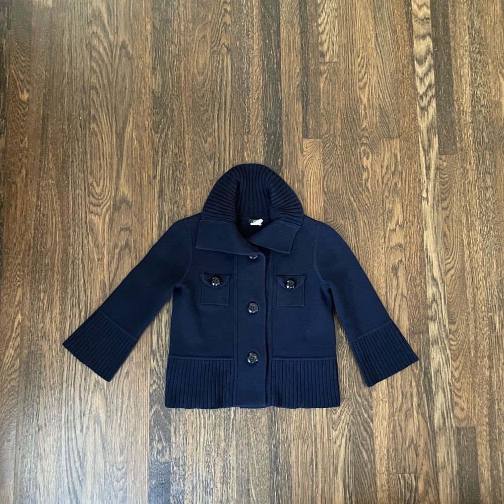 J Crew Women's Navy Blue Military Pocket Sweater XS